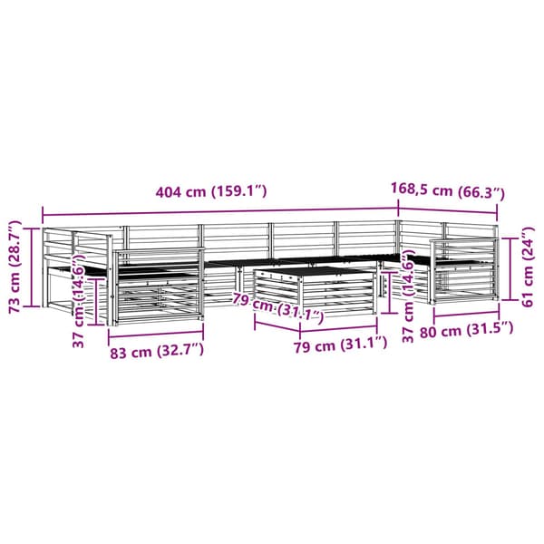 Utomhussoffset 8 pcs Naturfärg