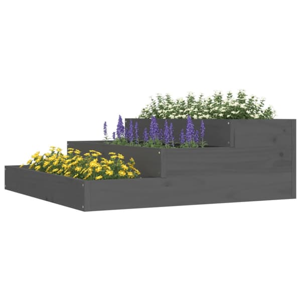 Odlingslåda grå 78x78x27 cm massiv furu