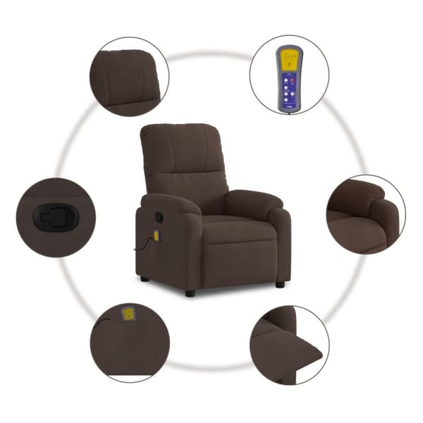 Massagefåtölj brun mikrofibertyg