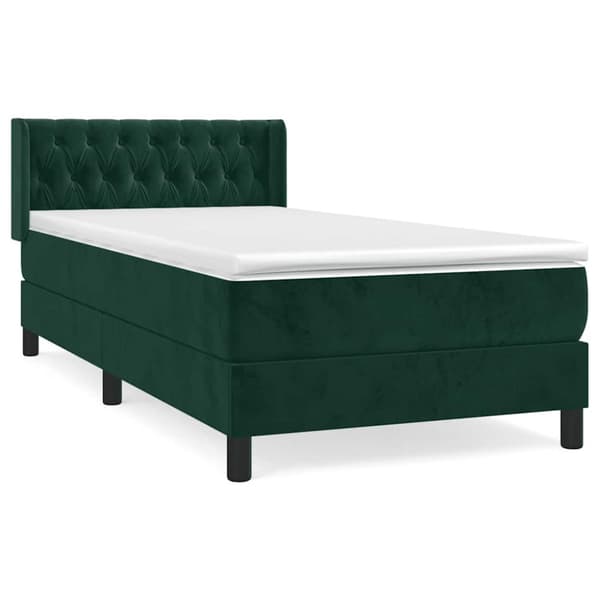 Ramsäng med madrass mörkgrön 90x200 cm sammet