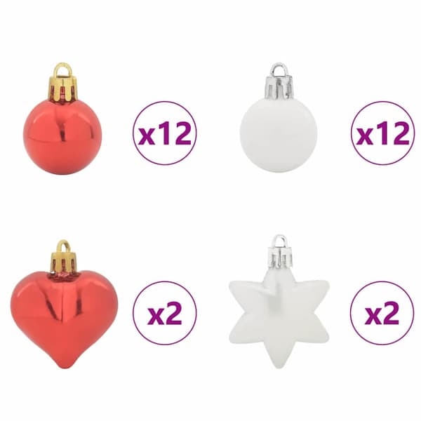 Julprydnad Set 40 pcs Röd och Vit Plast