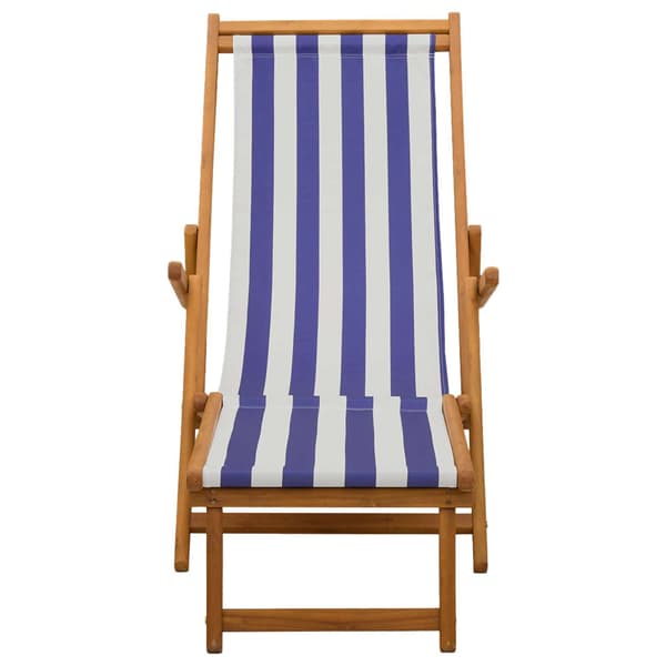 Hopfällbar solstol 3 Position Massiv Eukalyptus Trä Blå och Vit