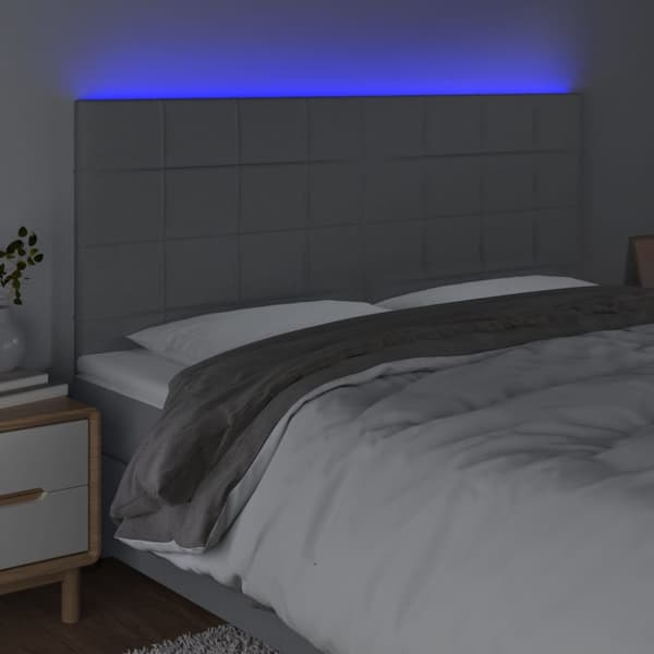 Sänggavel LED ljusgrå 160x5x118/128 cm tyg