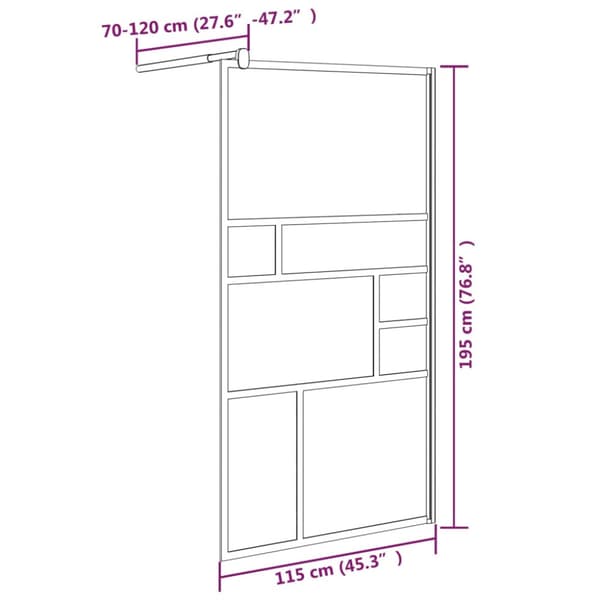 Duschvägg 115x195 cm ESG-glas vit