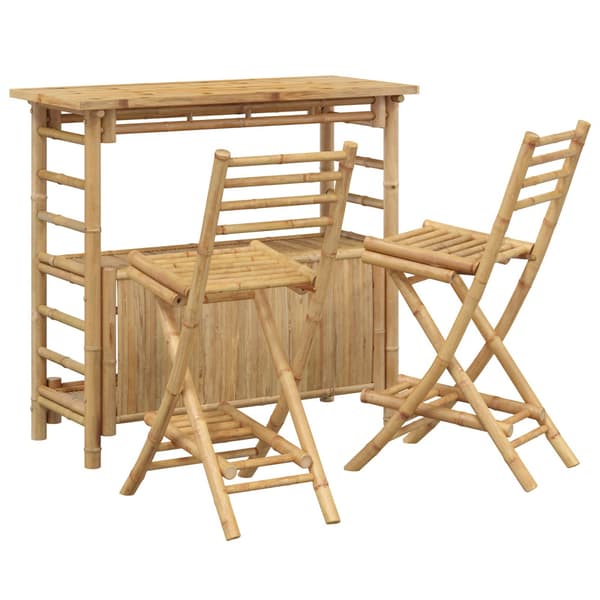 Utebarbord och stolar 3 st Naturlig Bambu
