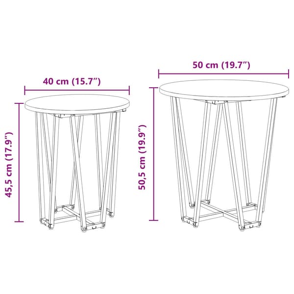 Sidobordsset 2 pcs Rökt Ek och Svart