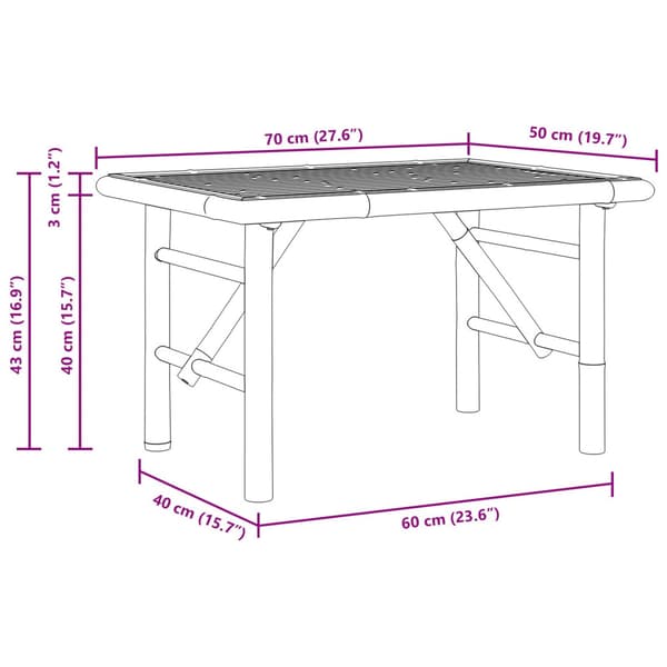 Kaffeebord Brun 70 x 40 x 36 cm Bambu