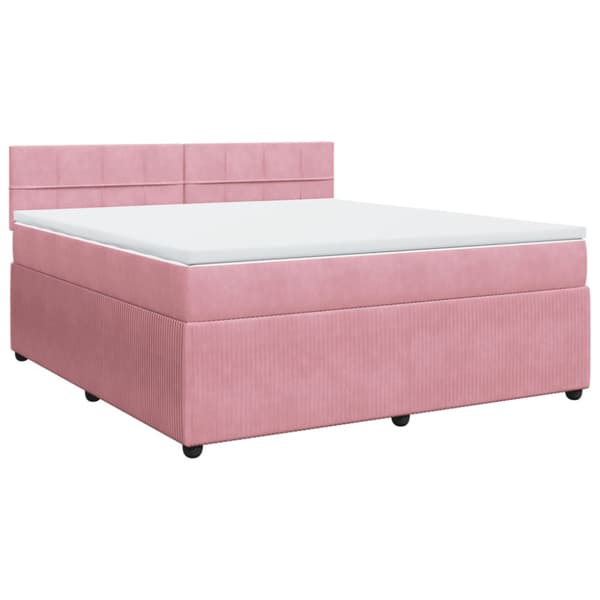 Ramsäng med madrass rosa 180x200 cm sammet