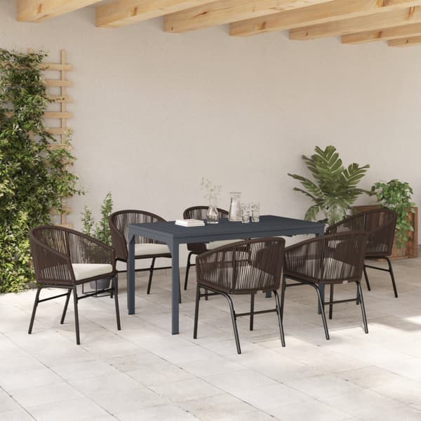 Trädgårdsmöbelset 7 pcs Brun konstrotting
