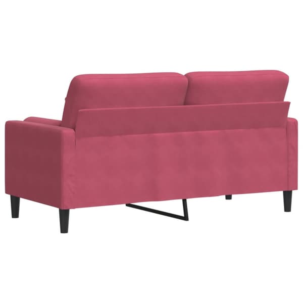 2-sitssoffa med prydnadskuddar vinröd 140 cm sammet