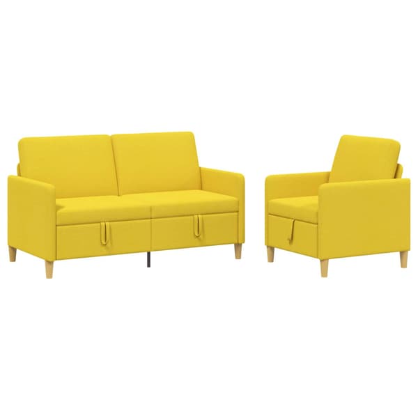 Soffgrupp med förvaring 2 pcs Ljusgul Polyester