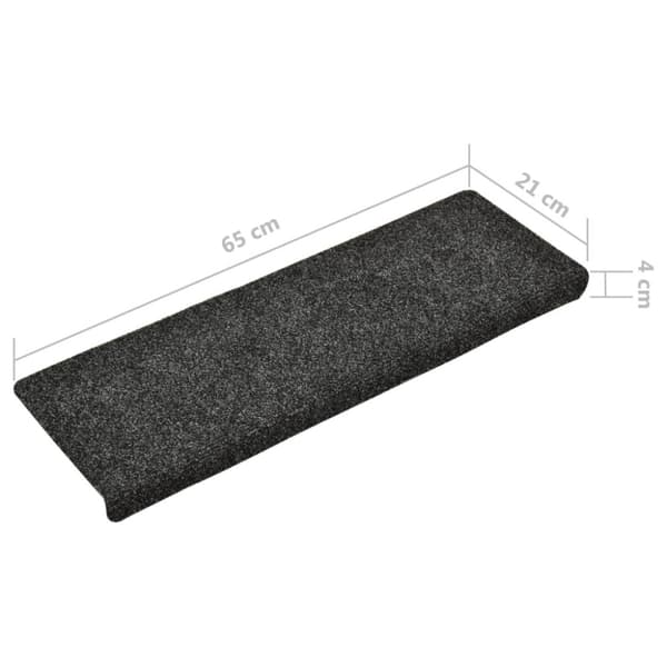 Trappmattor självhäftande 15 st 65x21x4 cm mörkgrå rektangulär kant