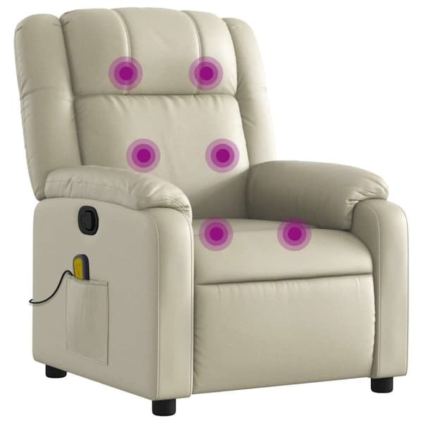 Massagefåtölj krämfärgad konstläder