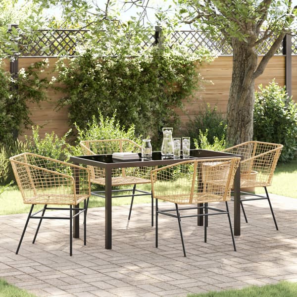 Trädgårdsmöbelset 5 pcs Brun konstrotting