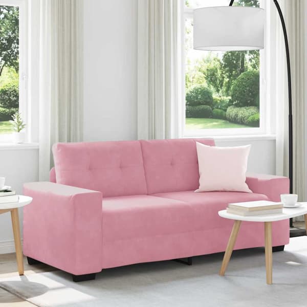 Tvåsitssoffa rosa 180x77x82 cm sammet