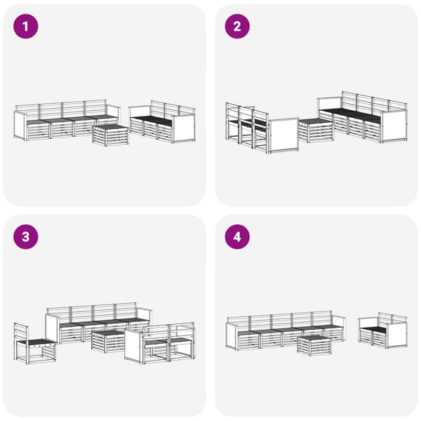 Soffgrupper 8 pcs Massivt Akaciaträ