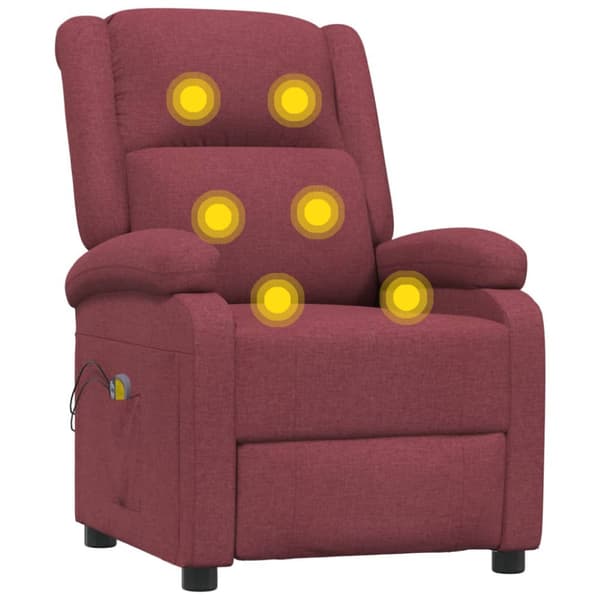 Elektrisk massagefåtölj vinröd tyg