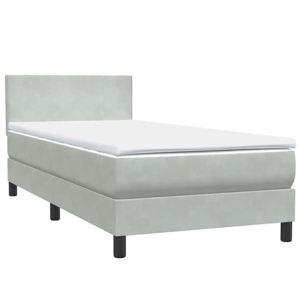 Ramsäng med madrass ljusgrå 80x210 cm sammet