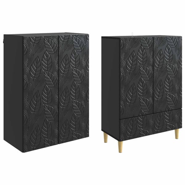 Skåpset 2 pcs Svart Konstruerat trä