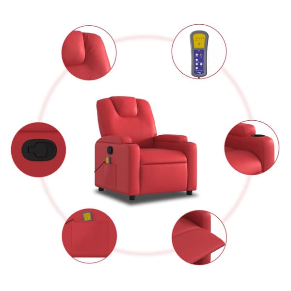 Massagefåtölj röd konstläder