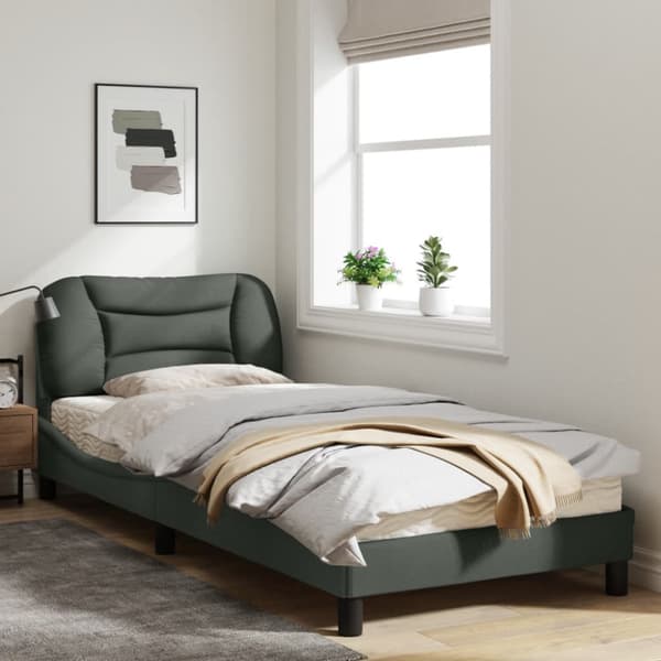 Bed Frame without Mattress "Hvar" Dark Grey 90x200 cm Fabric