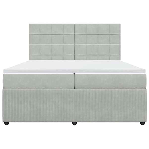 Ramsäng med madrass ljusgrå 200x200 cm sammet