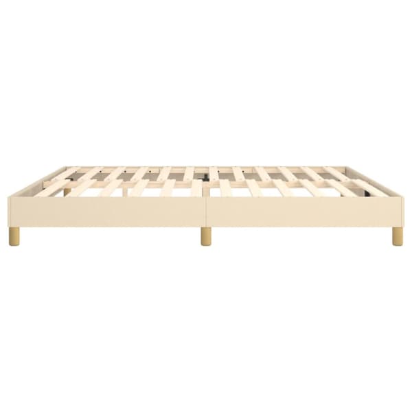 Boxspring-sängram gräddvit 200x200 cm tyg