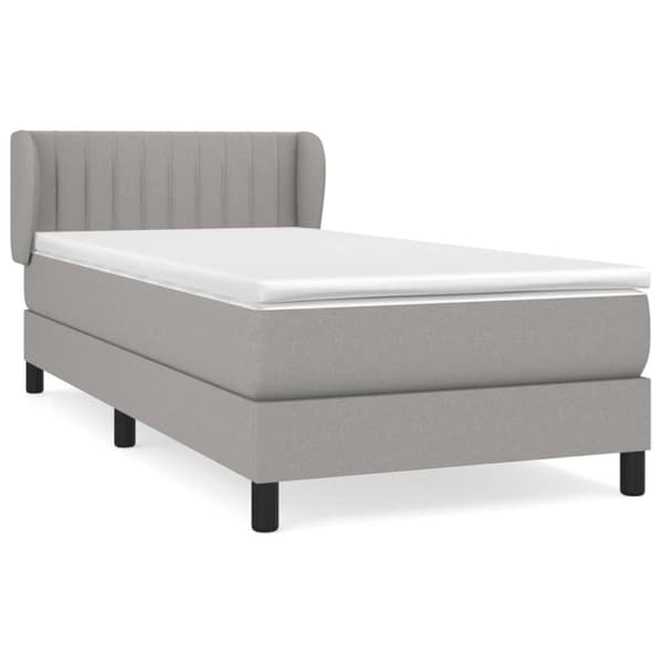 Ramsäng med madrass ljusgrå 90x200 cm tyg