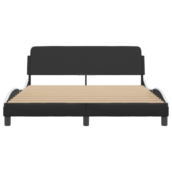 Bed Frame "Dover" Black and White 152x203 cm Faux Leather