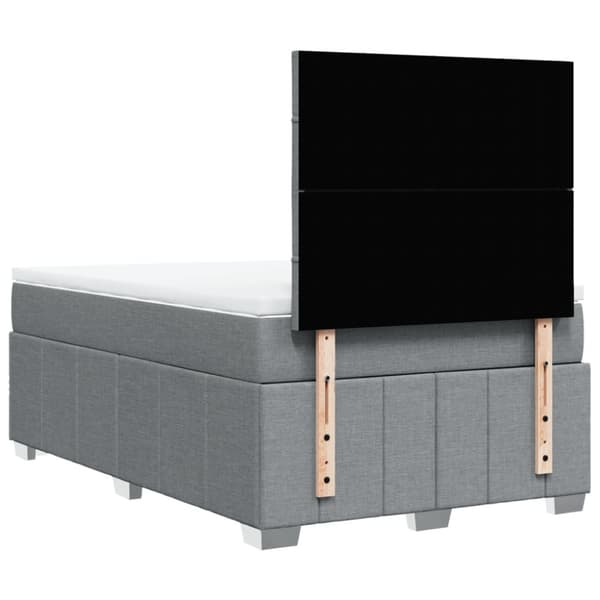 Ramsäng med madrass ljusgrå 120x200 cm tyg