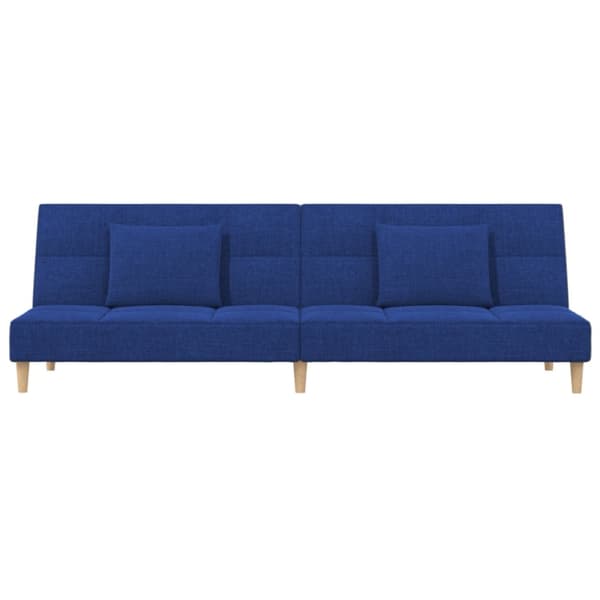 Bäddsoffa 2-sits med två kuddar blå tyg