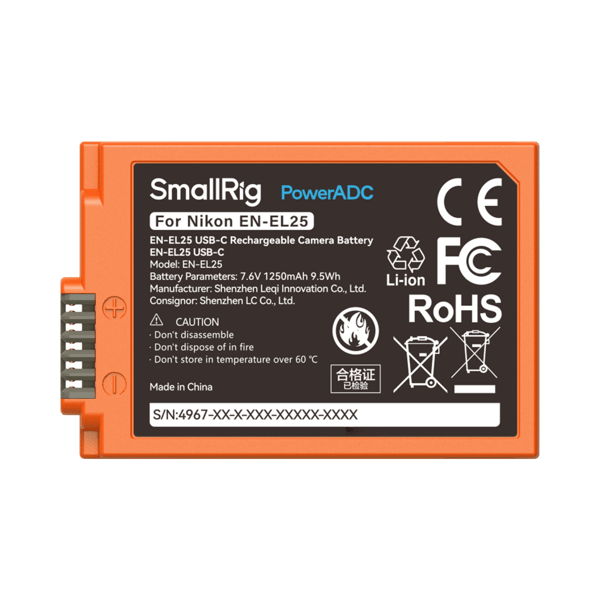 SmallRig 4967 EN-EL25 USB-C Rechargeable Camera Battery Orange