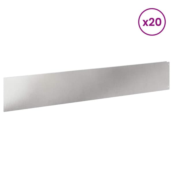 Kant för gräsmatta 20 pcs 100 x 18 cm Stål Silver