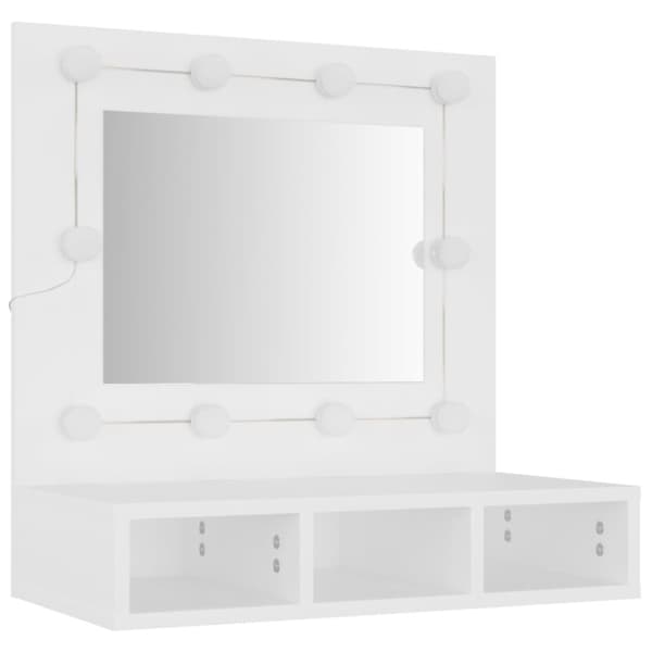 Spegelskåp med LED vit 60x31,5x62 cm