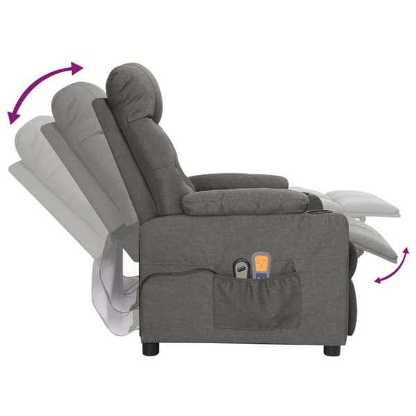 Elektrisk massagefåtölj mörkgrå tyg