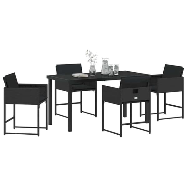 Trädgårdsmöbelset 5 pcs Svart konstrotting