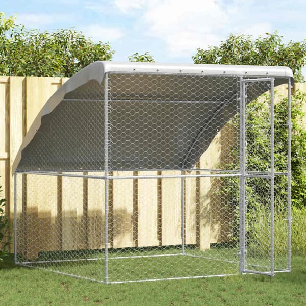 Hundbur med lagring Silver 2 x 2 x 2 m Galvaniserat stål