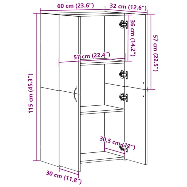 Dokumentskåp vit 60x32x115 cm konstruerat trä