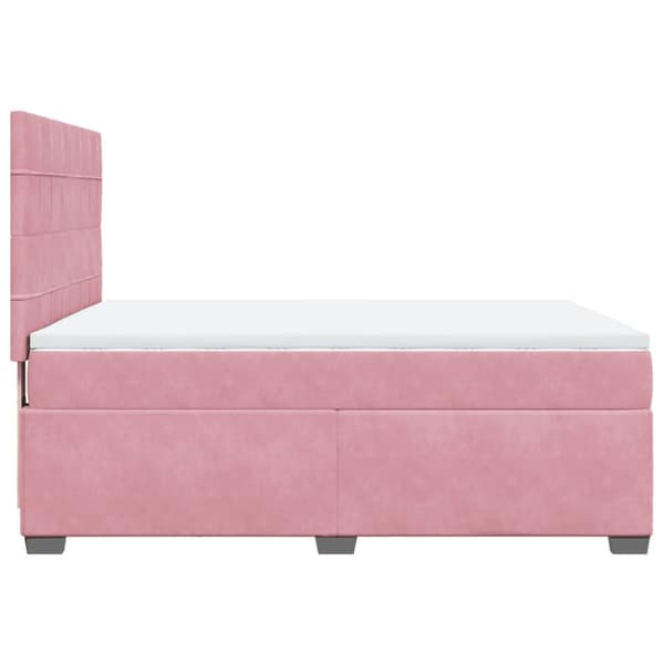 Ramsäng med madrass rosa 160x200 cm sammet