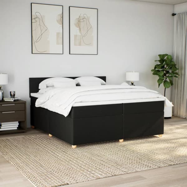 Ramsäng med madrass svart 200x200 cm tyg