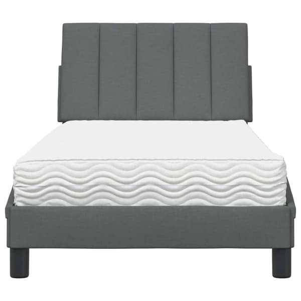 Bed with Mattress "Hanko" Dark Grey 90x190 cm Fabric