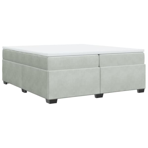 Ramsäng med madrass ljusgrå 200x200 cm sammet
