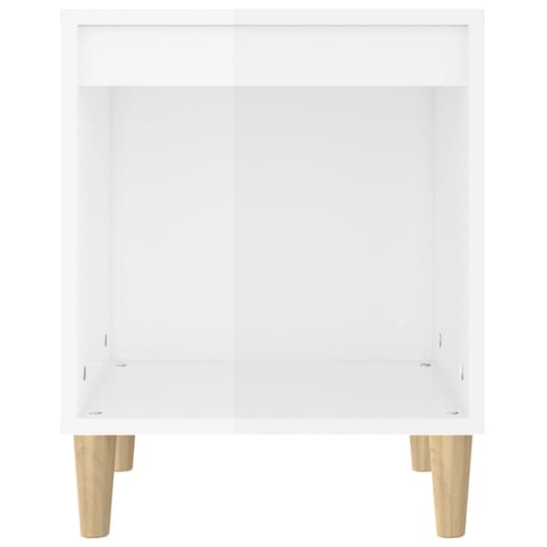 Sängbord vit högglans 40x35x50 cm konstruerat trä