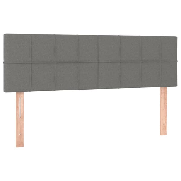 Ramsäng med madrass & LED mörkgrå 140x190 cm tyg