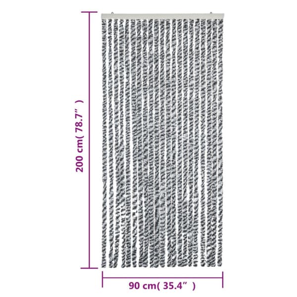 Insektsgardin grå och vit 90x200 cm chenille