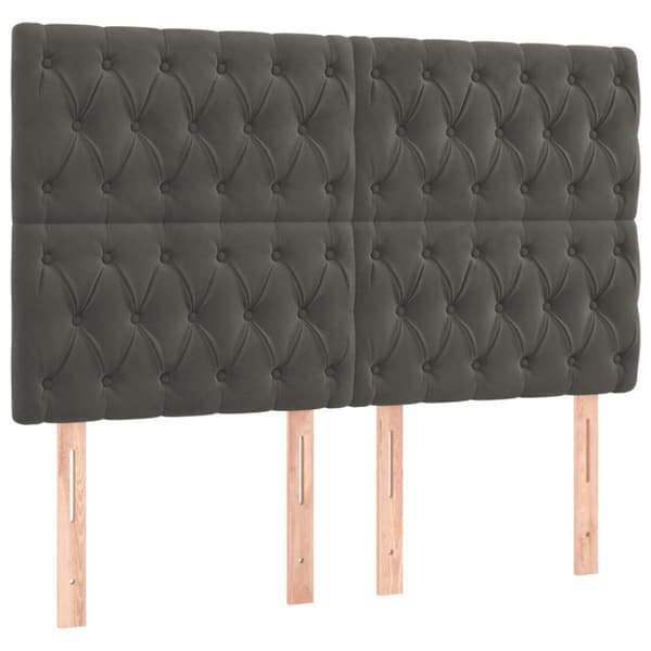 Ramsäng med madrass mörkgrå 140x190 cm sammet