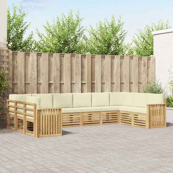 Utomhussoffset 10 pcs Vit och grädde 363 x 187,5 x 73 cm