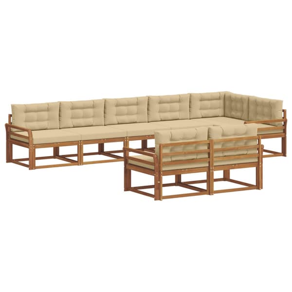 Utomhussoffset med kudde 8 pcs Naturlig och Beige