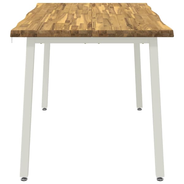 140 x 80 x 75 cm Massivt Akaciaträ Vit Rektangulär