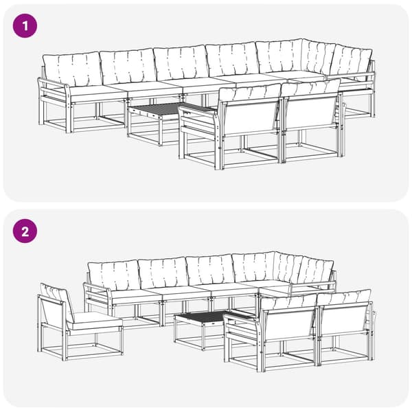 Utomhussoffset 9 pcs Vit och grädde 79 x 79 x 37 cm